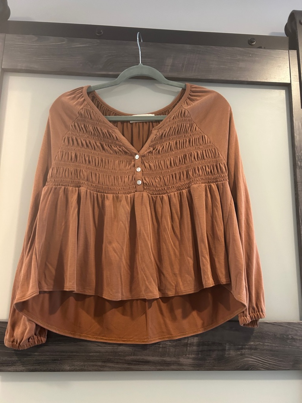 NWT Lucky Brand Smocked Sandwash Blouse